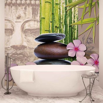 Papel de parede Flowers With Zen Stones