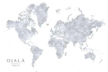Papel de parede Grayscale watercolor world map, I hope so