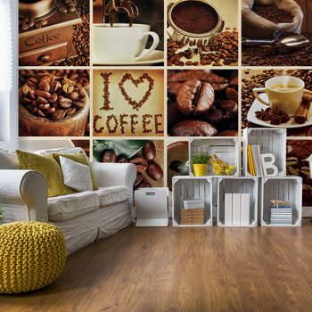 Papel de parede Love Coffee Squares
