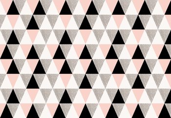 Papel de parede Modern Pink And Black Geometric Triangle Pattern