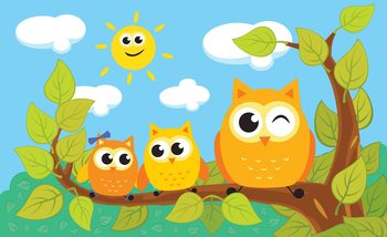 Papel de parede Owls Tree