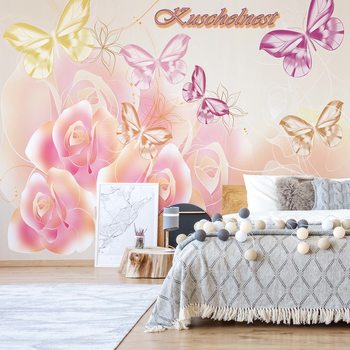 Papel de parede Roses Butterflies