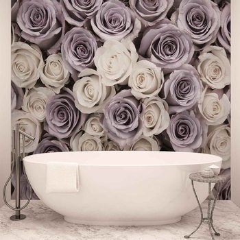 Papel de parede Roses Flowers Purple White