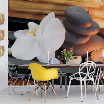 Papel de parede Spa Pebbles And Flowers