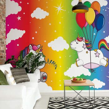 Papel de parede Unicorns Rainbow