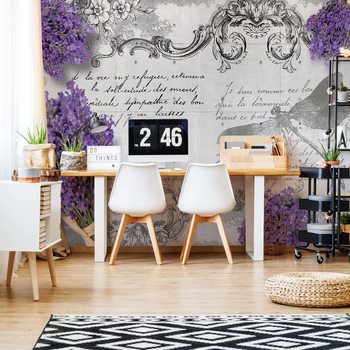 Papel de parede Vintage Lavender And Dragonfly Design