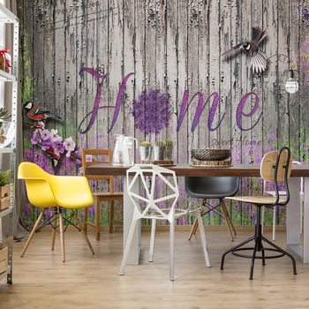 Papel de parede Vintage Wood Planks Design Lavender Home