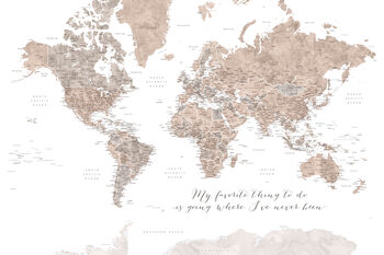 Papel de parede Where I've never been, neutrals world map with cities