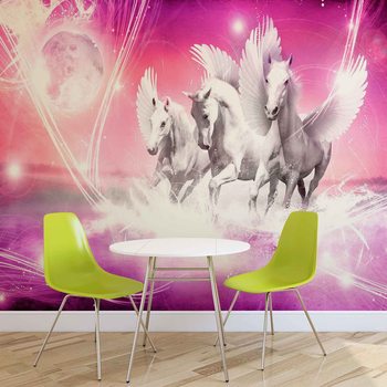 Papel de parede Winged Horse Pegasus Pink