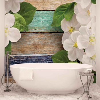 Papel de parede Wood Fence Flowers