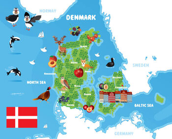 Sticker Denmark Travel Maps