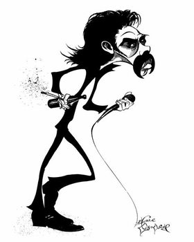 Nick Cave, Australian rock singer, b/w caricature, 1993/2010 by Neale Osborne Taidejuliste