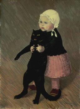 A Small Girl with a Cat, 1889 Taidejuliste
