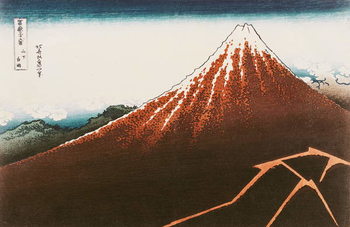 Fuji above the Lightning', from the series '36 Views of Mt. Fuji' ('Fugaku sanjurokkei') (coloured woodblock print) Taidejuliste