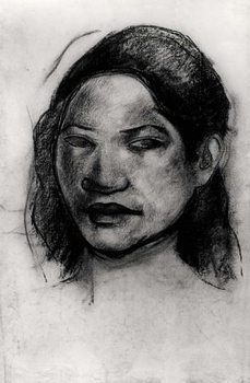 Head of a Tahitian (charcoal on paper) Taidejuliste