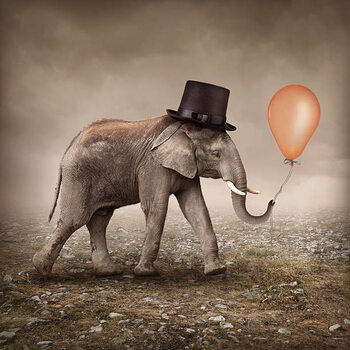 Sticker Elephant with a balloon