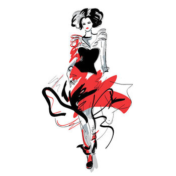 T-shirt Fashion girl in sketch-style