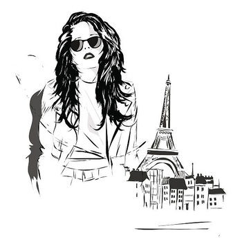 T-shirt Fashion girl in sketch-style