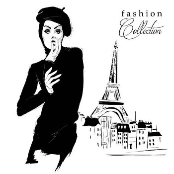 T-shirt Fashion girl in sketch-style