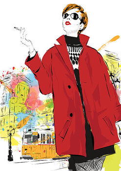 T-shirt Fashion girl in sketch-style