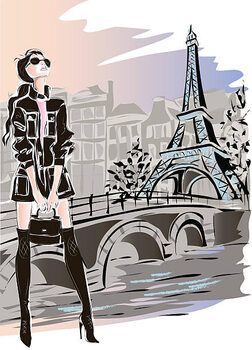 T-shirt Fashion woman in Paris near Eiffel Tower