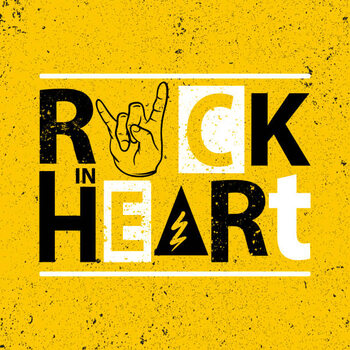 T-shirt Rock poster. Rock in heart sign.Rock