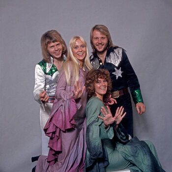 T-shirt Studio shot of Swedish pop group ABBA, Germany 1970s