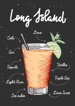 T-shirt Vector engraved style Long Island alcoholic