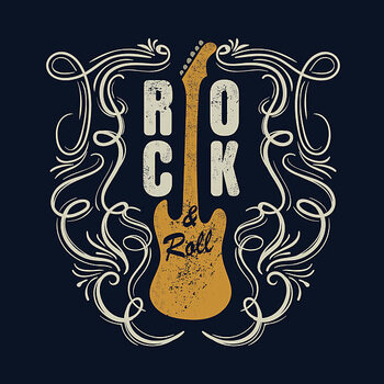 T-shirt vintage rock and roll typograpic for