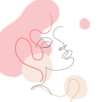 Αυτοκόλλητο Female face one line drawing with