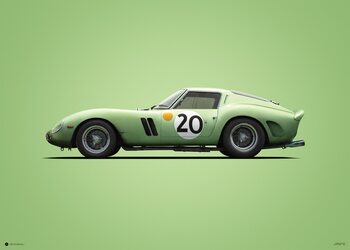 Art Print Ferrari 250 GTO - Green - 24h Le Mans - 1962