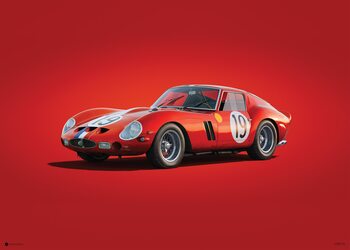 Art Print Ferrari 250 GTO - Red - 24h Le Mans - 1962