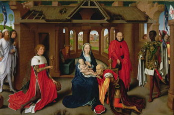 Fine Art Print Adoration of the Magi, central panel of the Triptych of the Adoration of the Magi, c.1470-72