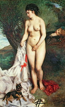Fine Art Print Bather with a Griffon dog, 1870