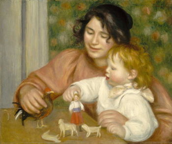 Fine Art Print Child with Toys, Gabrielle and the Artist's son, Jean, 1895-96