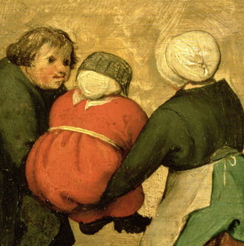 Fine Art Print Children's Games (Kinderspiele): detail of a child carried by two others, 1560 (oil on panel)