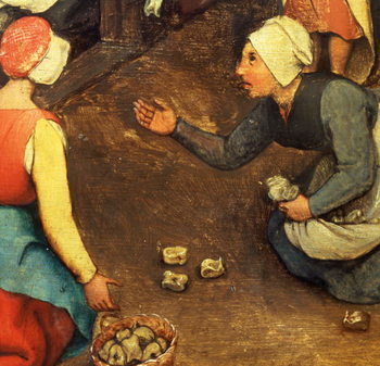 Fine Art Print Children's Games (Kinderspiele): detail of a game throwing knuckle bones, 1560 (oil on panel)
