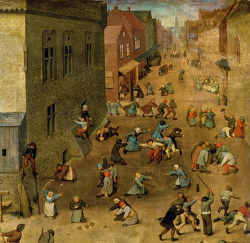 Fine Art Print Children's Games (Kinderspiele): detail of top right hand corner, 1560 (oil on panel)