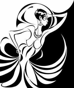 Fine Art Print Josephine Baker, American dancer and singer , b/w caricature, in profile, 2006 by Neale Osborne