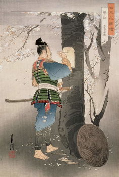 Fine Art Print Kojima Takanori Writing a Poem on a Cherry Tree, from the series, 'Pictures of Flowers of Japan', 1895