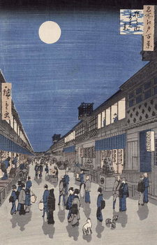 Fine Art Print Night time view of Saruwaka Street, from 'Meisho Edo Hyakkei' (One Hundred Views of Edo)