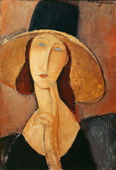 Fine Art Print Portrait of Jeanne Hebuterne in a large hat, c.1918-19