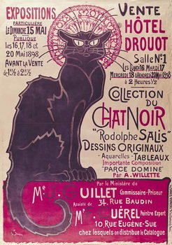 Fine Art Print Poster advertising an exhibition of the 'Collection du Chat Noir' cabaret at the Hotel Drouot, Paris, May 1898