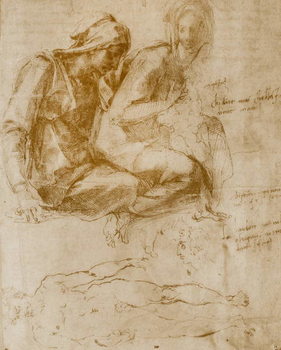 Fine Art Print Saint Anne, the Virgin and Child and a study of a nude man