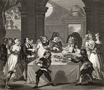 Fine Art Print  Sancho at the Feast Starved by his Physician, from 'The Works of Hogarth', published 1833