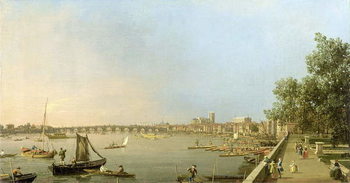 Fine Art Print The Thames from the Terrace of Somerset House, looking upstream Towards Westminster and Whitehall, c.1750
