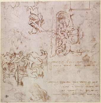 Fine Art Print  W.3v Roughly sketched designs for furniture and decorations