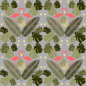 Sticker Flamingo and Palms