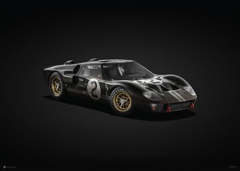 Art Print Ford GT40 - Black - 24h Le Mans - 1966