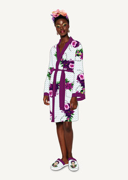 bathrobe Frida Kahlo - Violet Bouquet